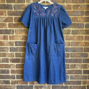 Go Softly Patio Dress Size S Blue Embroidered Circles House Mumu Pullover